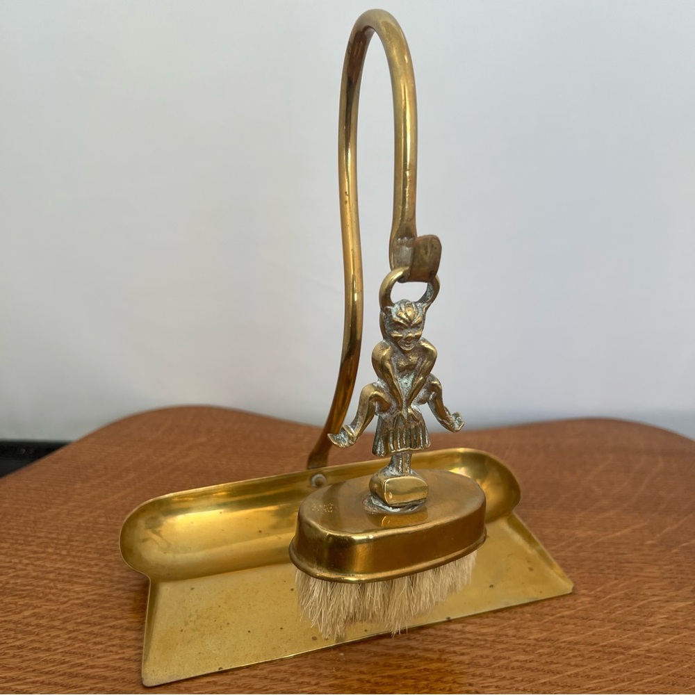 Vintage Brass Crumb Sweeper Collector Silent Butler Dust Pan Broom